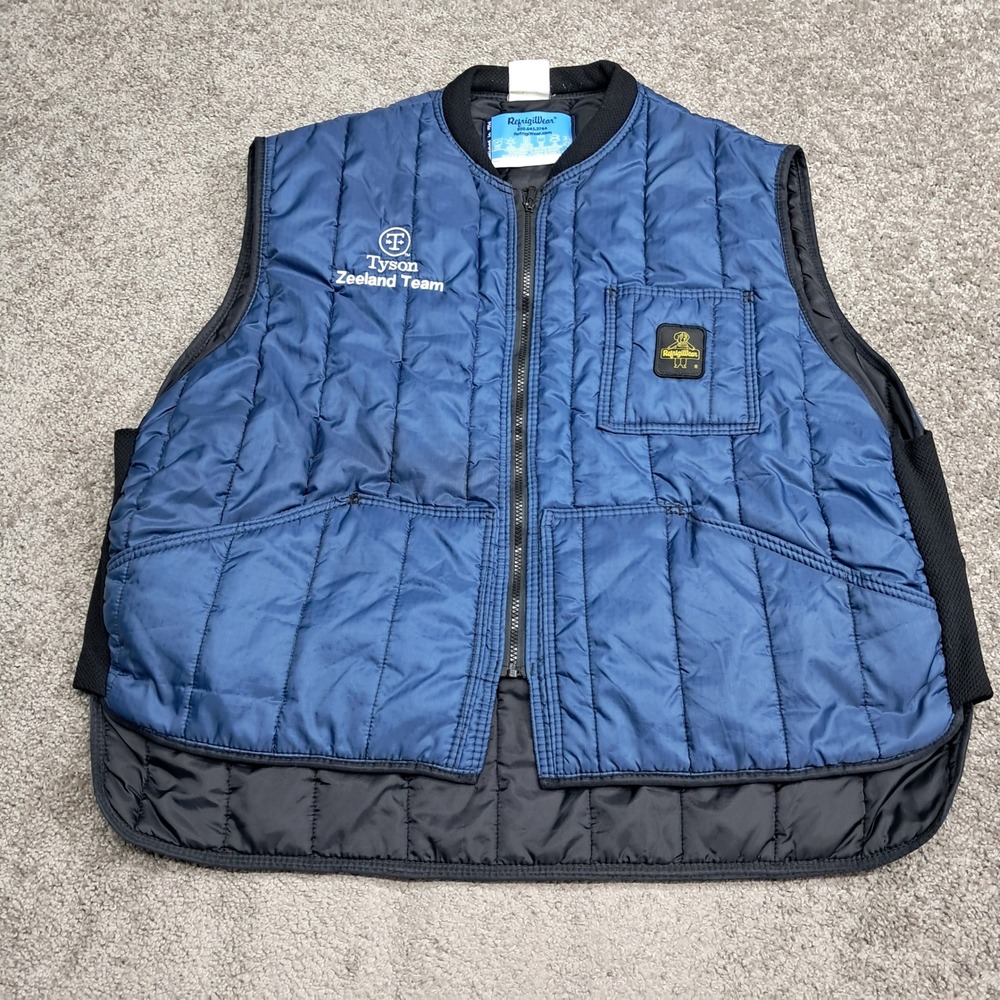 RefrigiWear Mens Quilted Work Vest Blue Tyson Zeeland Team Zip Up 3XL 6708